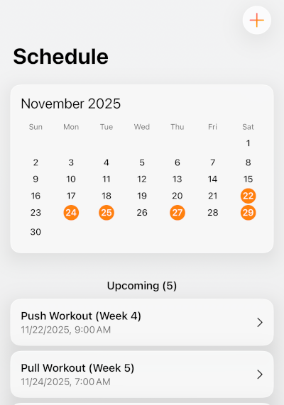Reps app routine planner showing workout organization